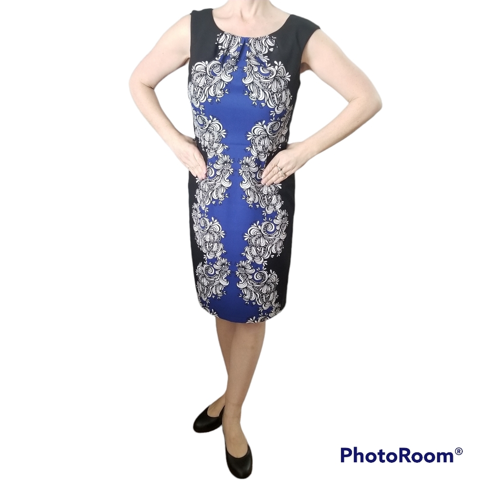 (4) Ricki's Victorian Print Fitted and Elegant Midi Dress Formal Office Workwear